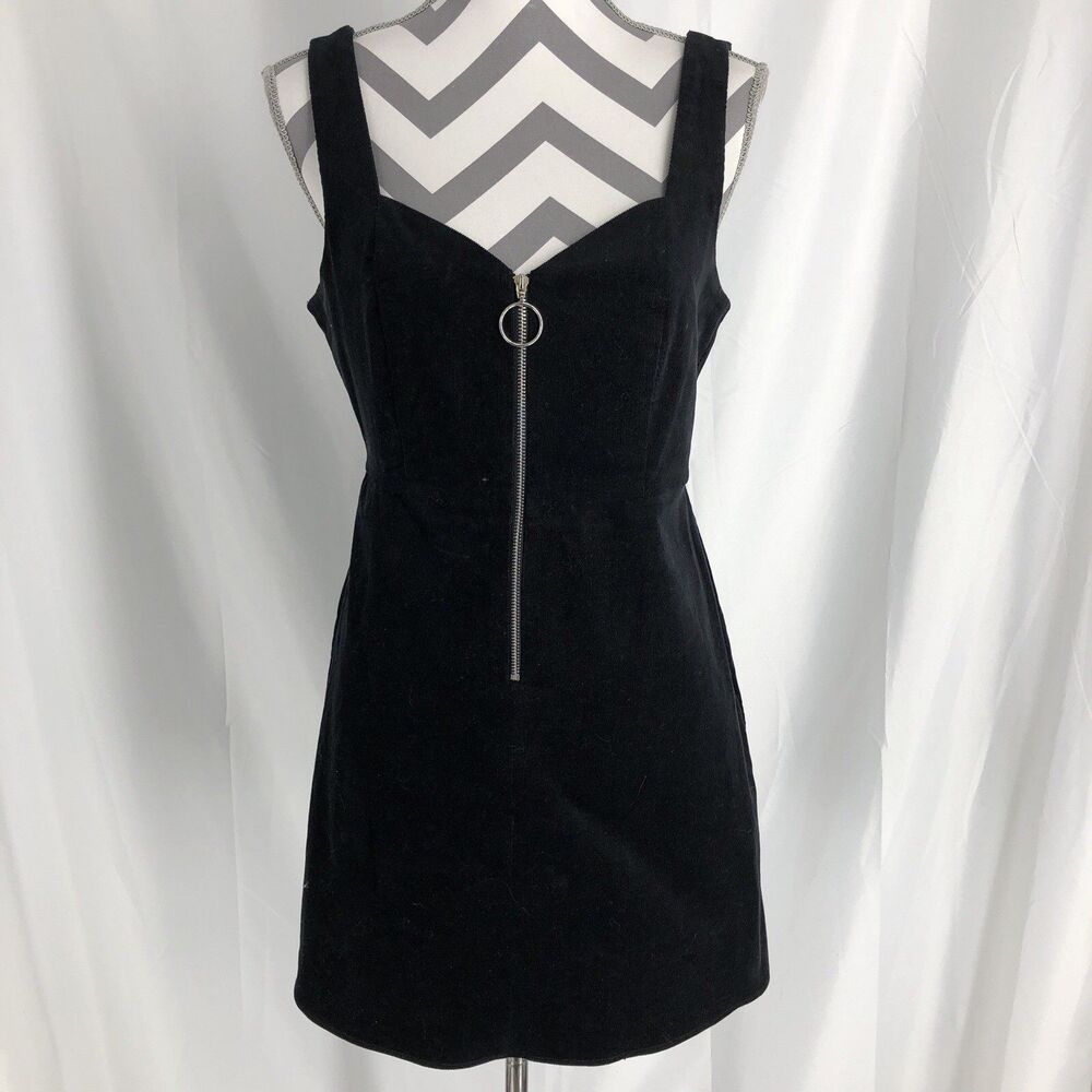 Topshop Black Corduroy Sleeveless Jumper Dress Size 6